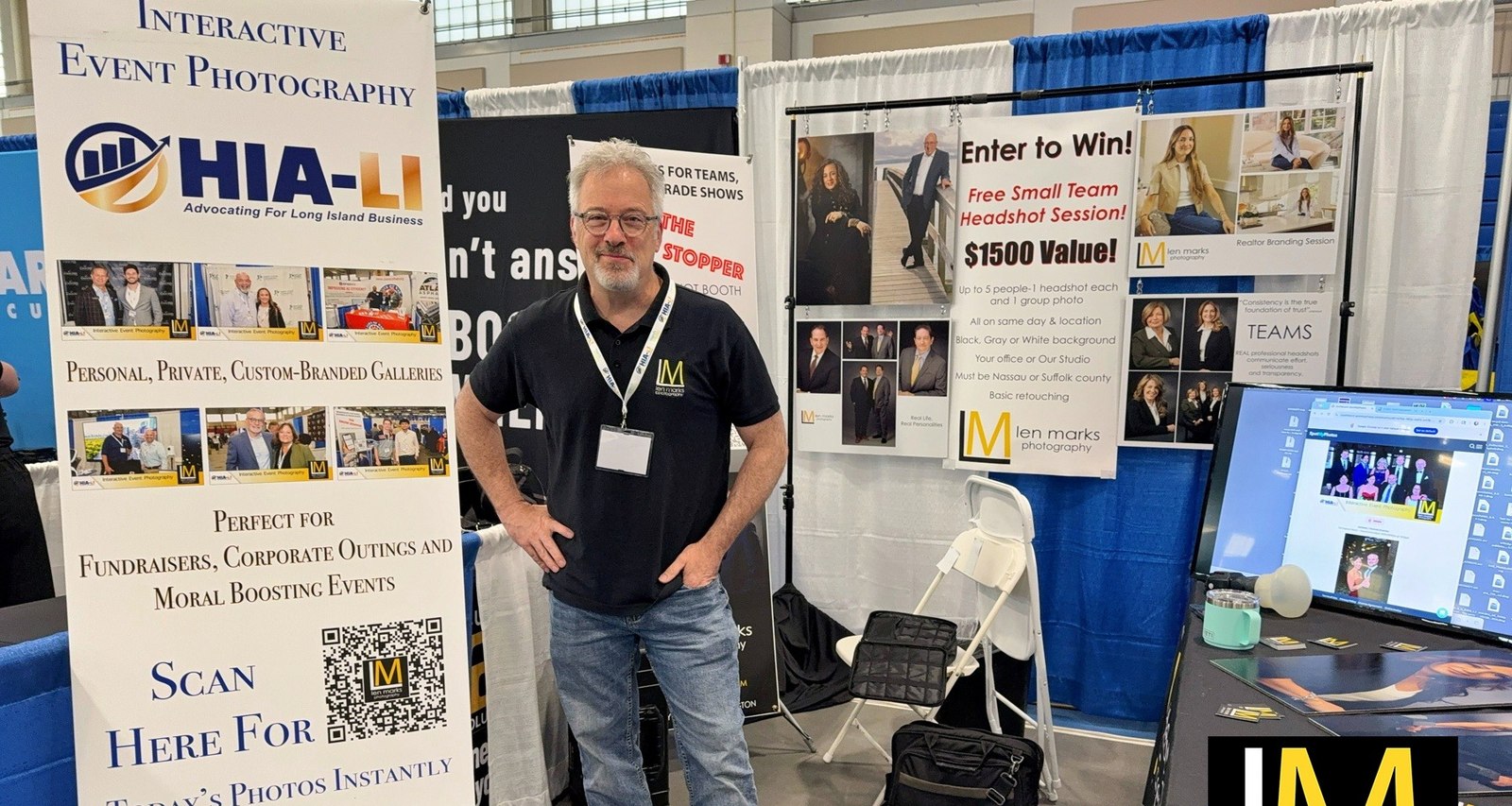Len Marks Photography's on-site headshot activation booth at a Long Island business event